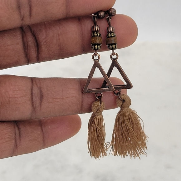 Retro Copper Tassel Drop Earrings - Picture 6 of 6